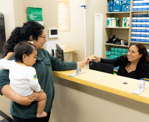 Mother and child visiting WIC clinic