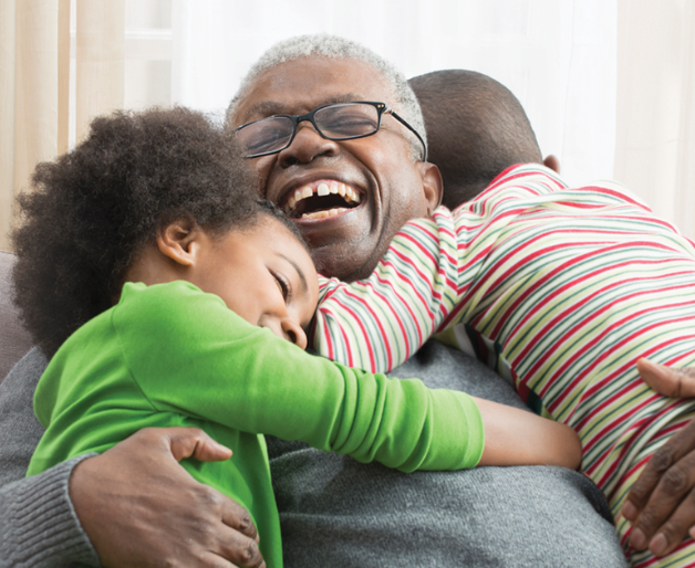 Grandfather and children